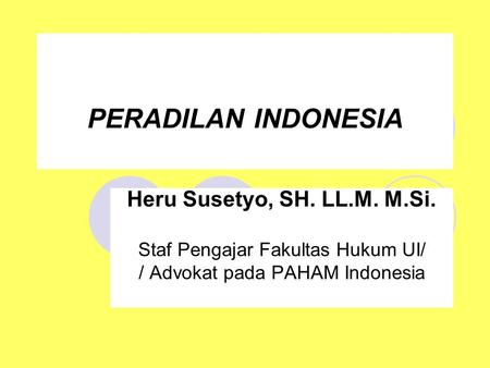 PERADILAN INDONESIA Heru Susetyo, SH. LL.M. M.Si.