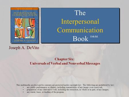 Chapter Six: Universals of Verbal and Nonverbal Messages
