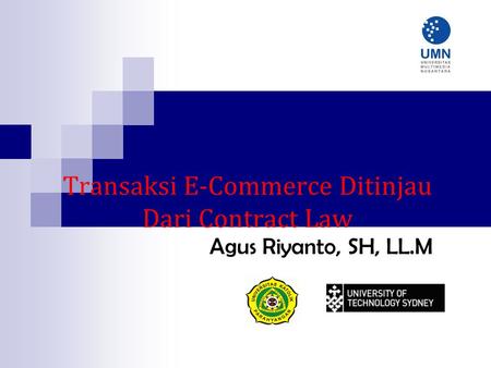 Transaksi E-Commerce Ditinjau Dari Contract Law