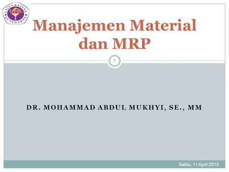 Manajemen Material dan MRP