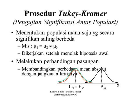 Prosedur Tukey-Kramer (Pengujian Signifikansi Antar Populasi)