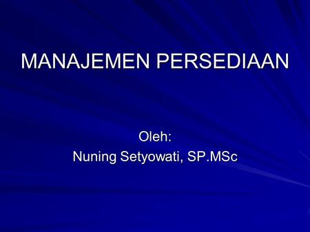 Nuning Setyowati, SP.MSc