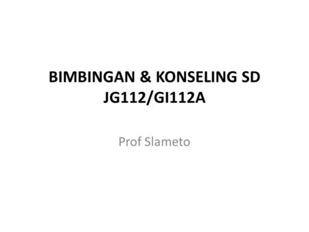 BIMBINGAN & KONSELING SD JG112/GI112A