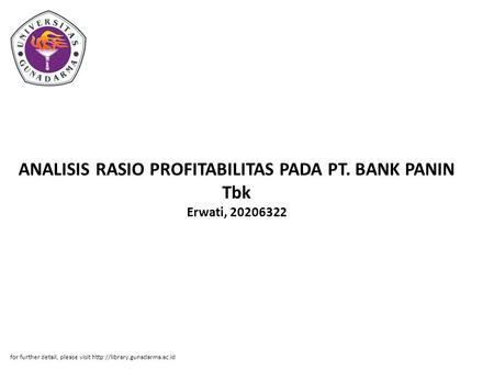 ANALISIS RASIO PROFITABILITAS PADA PT. BANK PANIN Tbk Erwati,