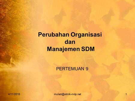 Perubahan Organisasi dan Manajemen SDM