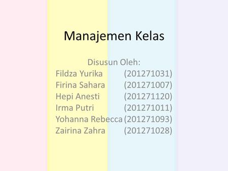 Manajemen Kelas Disusun Oleh: Fildza Yurika ( )
