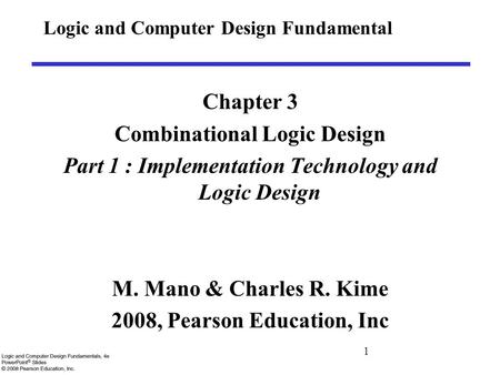 Logic and Computer Design Fundamental