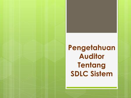 Pengetahuan Auditor Tentang SDLC Sistem