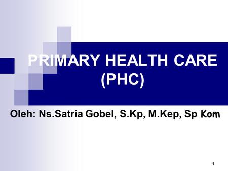PRIMARY HEALTH CARE (PHC)