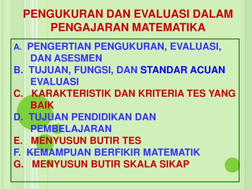 Pengukuran Dan Evaluasi Dalam Pengajaran Matematika Ppt Download