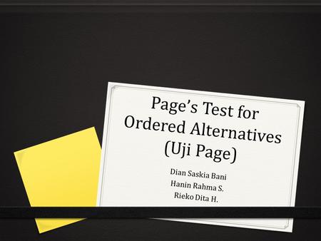 Page’s Test for Ordered Alternatives (Uji Page)