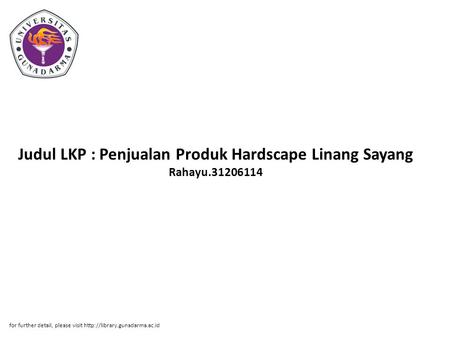 Judul LKP : Penjualan Produk Hardscape Linang Sayang Rahayu