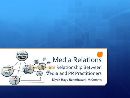 Media Relations Love & Hate Relationship Between Media and PR Practitioners Diyah Hayu Rahmitasari, M.Comms.