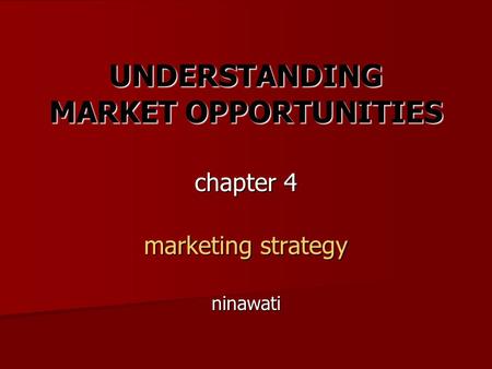 UNDERSTANDING MARKET OPPORTUNITIES chapter 4 marketing strategy ninawati.