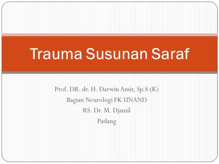 Trauma Susunan Saraf Prof. DR. dr. H. Darwin Amir, Sp.S (K)