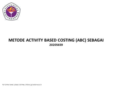 METODE ACTIVITY BASED COSTING (ABC) SEBAGAI