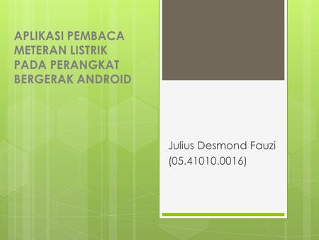 Aplikasi Pembaca Meteran Listrik pada perangkat bergerak Android