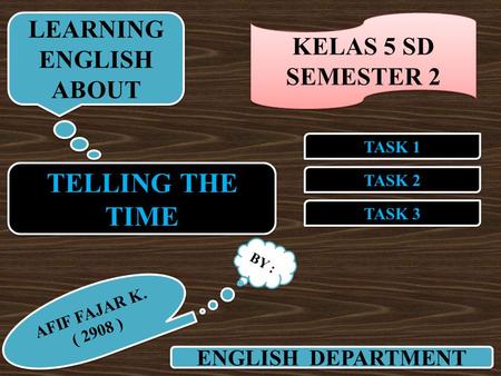 TELLING THE TIME LEARNING ENGLISH KELAS 5 SD SEMESTER 2 ABOUT