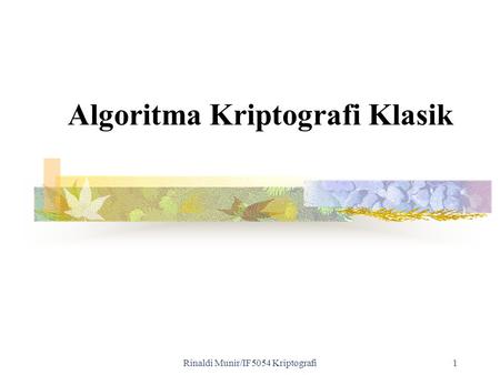 Algoritma Kriptografi Klasik