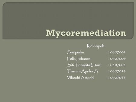 Mycoremediation Kelompok : Saepudin Felix Johanes