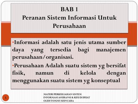 BAB 1 Peranan Sistem Informasi Untuk Perusahaan
