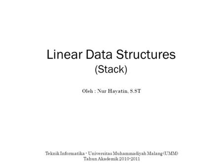 Linear Data Structures (Stack)