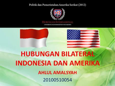 HUBUNGAN BILATERAL INDONESIA DAN AMERIKA