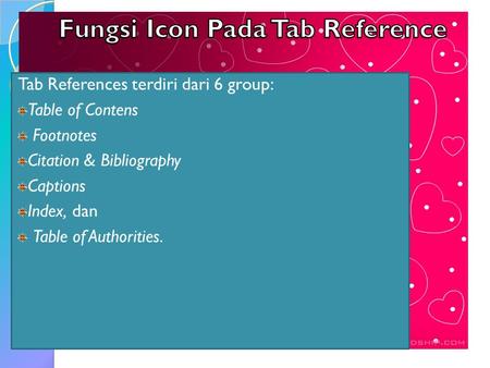 Fungsi Icon Pada Tab Reference