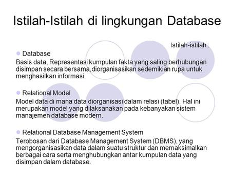 Istilah-Istilah di lingkungan Database
