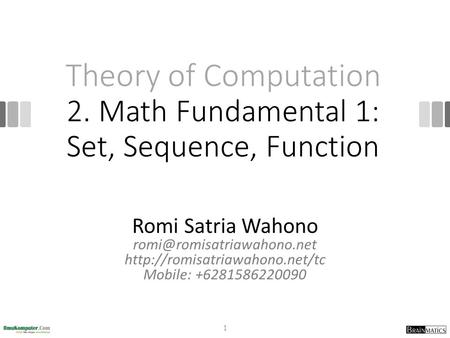 Theory of Computation 2. Math Fundamental 1: Set, Sequence, Function
