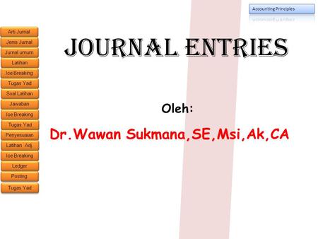 Journal Entries Oleh: Dr.Wawan Sukmana,SE,Msi,Ak,CA.