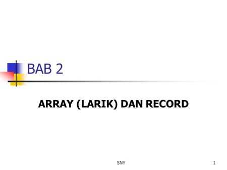 ARRAY (LARIK) DAN RECORD