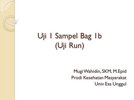 Uji 1 Sampel Bag 1b (Uji Run)