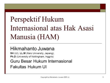 Perspektif Hukum Internasional atas Hak Asasi Manusia (HAM)