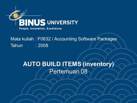 AUTO BUILD ITEMS (inventory) Pertemuan 08
