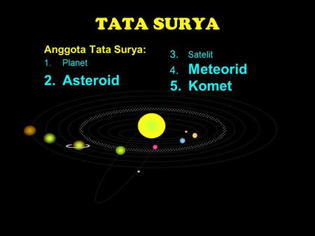 TATA SURYA Asteroid 5. Komet Anggota Tata Surya: 3. Satelit