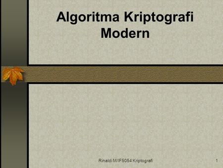 Algoritma Kriptografi Modern