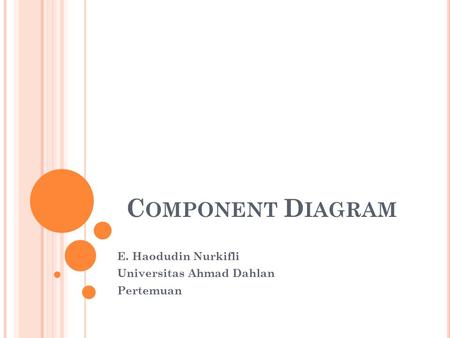 C OMPONENT D IAGRAM E. Haodudin Nurkifli Universitas Ahmad Dahlan Pertemuan.