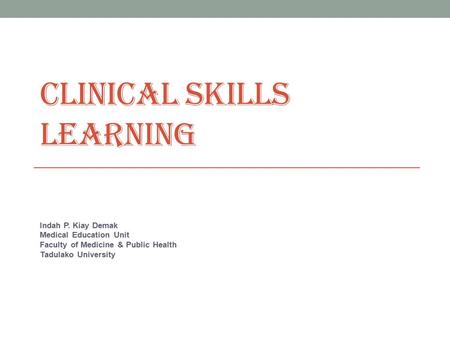 Clinical Skills Learning
