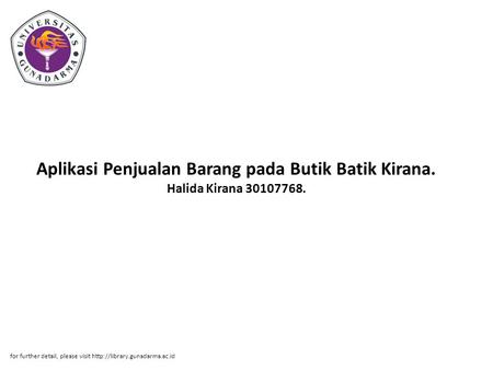 Aplikasi Penjualan Barang pada Butik Batik Kirana