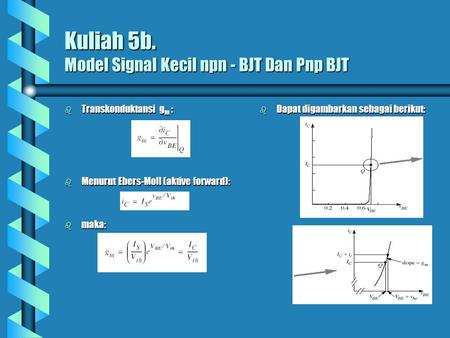Kuliah 5b. Model Signal Kecil npn - BJT Dan Pnp BJT