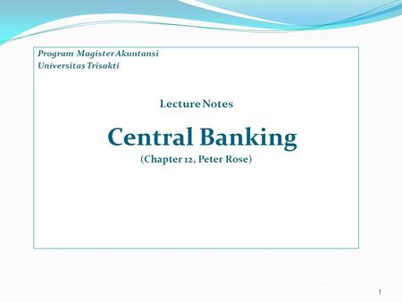 Lecture Notes Central Banking