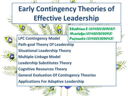 Early Contingency Theories of Effective Leadership