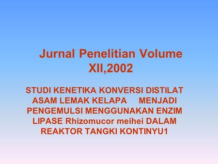 Jurnal Penelitian Volume XII,2002