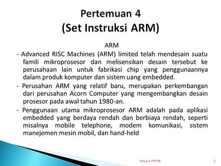 Pertemuan 4 (Set Instruksi ARM)