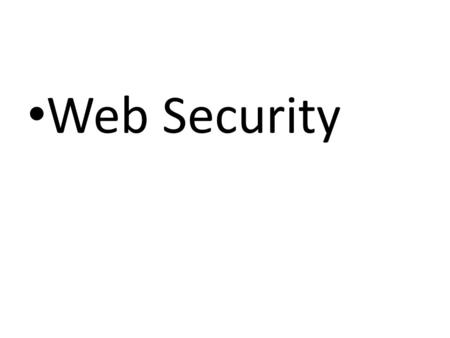 Web Security.