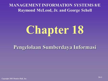 Chapter 18 Pengelolaan Sumberdaya Informasi