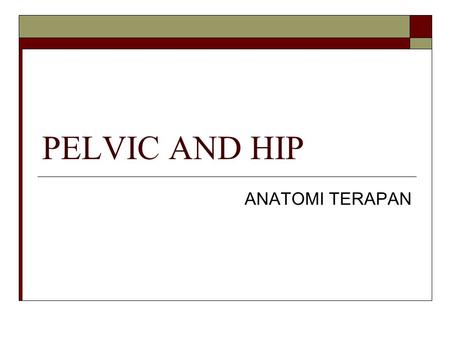 PELVIC AND HIP ANATOMI TERAPAN.