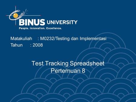 Test Tracking Spreadsheet Pertemuan 8