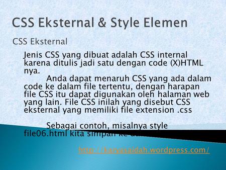 CSS Eksternal & Style Elemen
